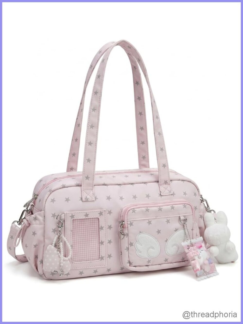 Kawaii Ita Bag Crossbody Y2K Star Print Tote Purse with Transparent Window - Picture 1 of 6